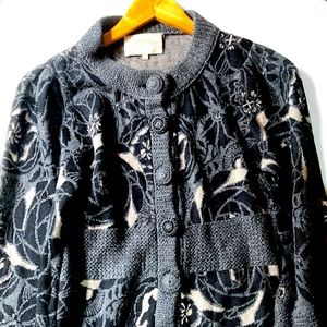 Grey/ black floral design cardigan